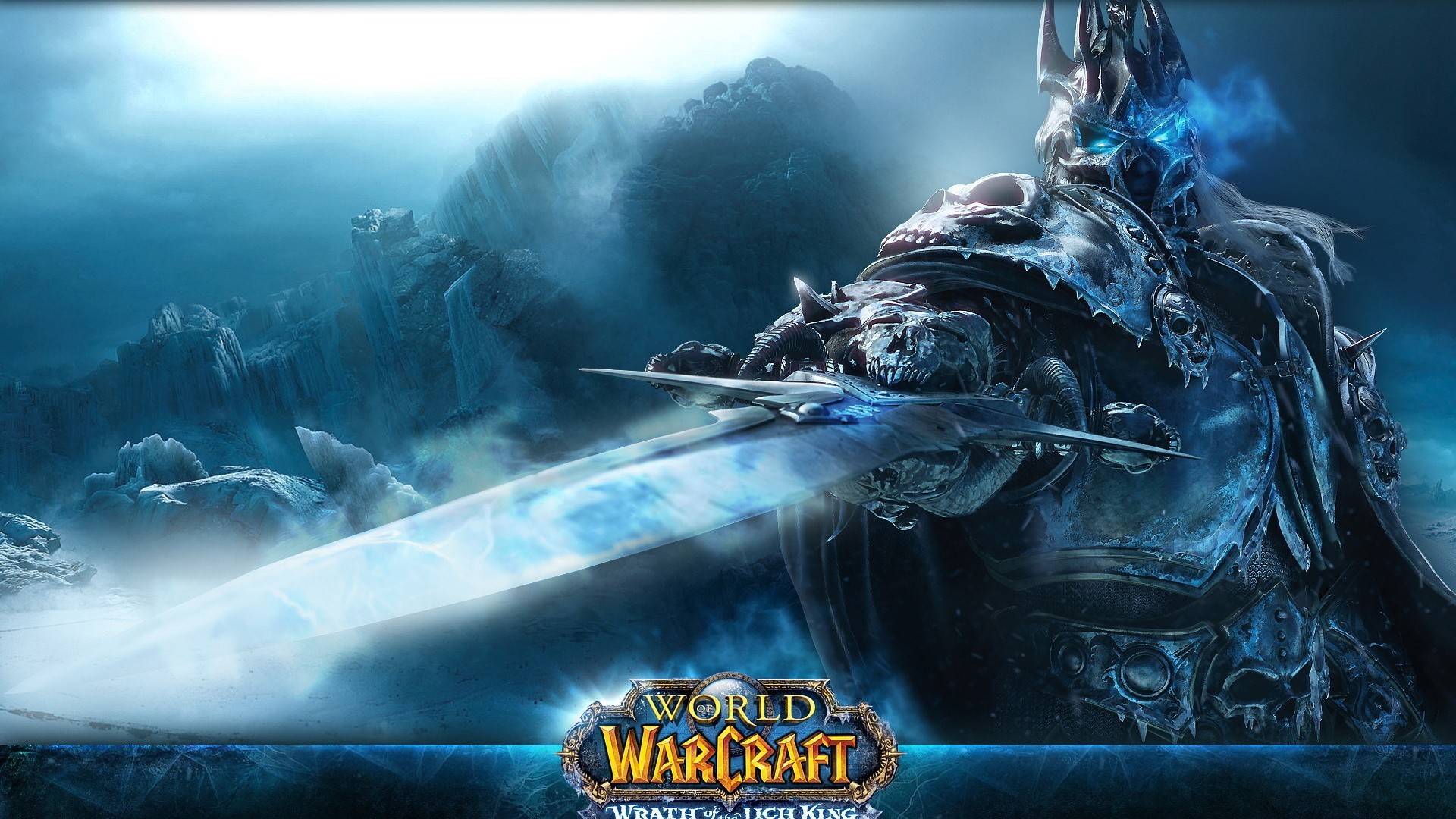 World of Warcraft Wrath of the Lich King poster showing the Lich King wielding his frozen sword