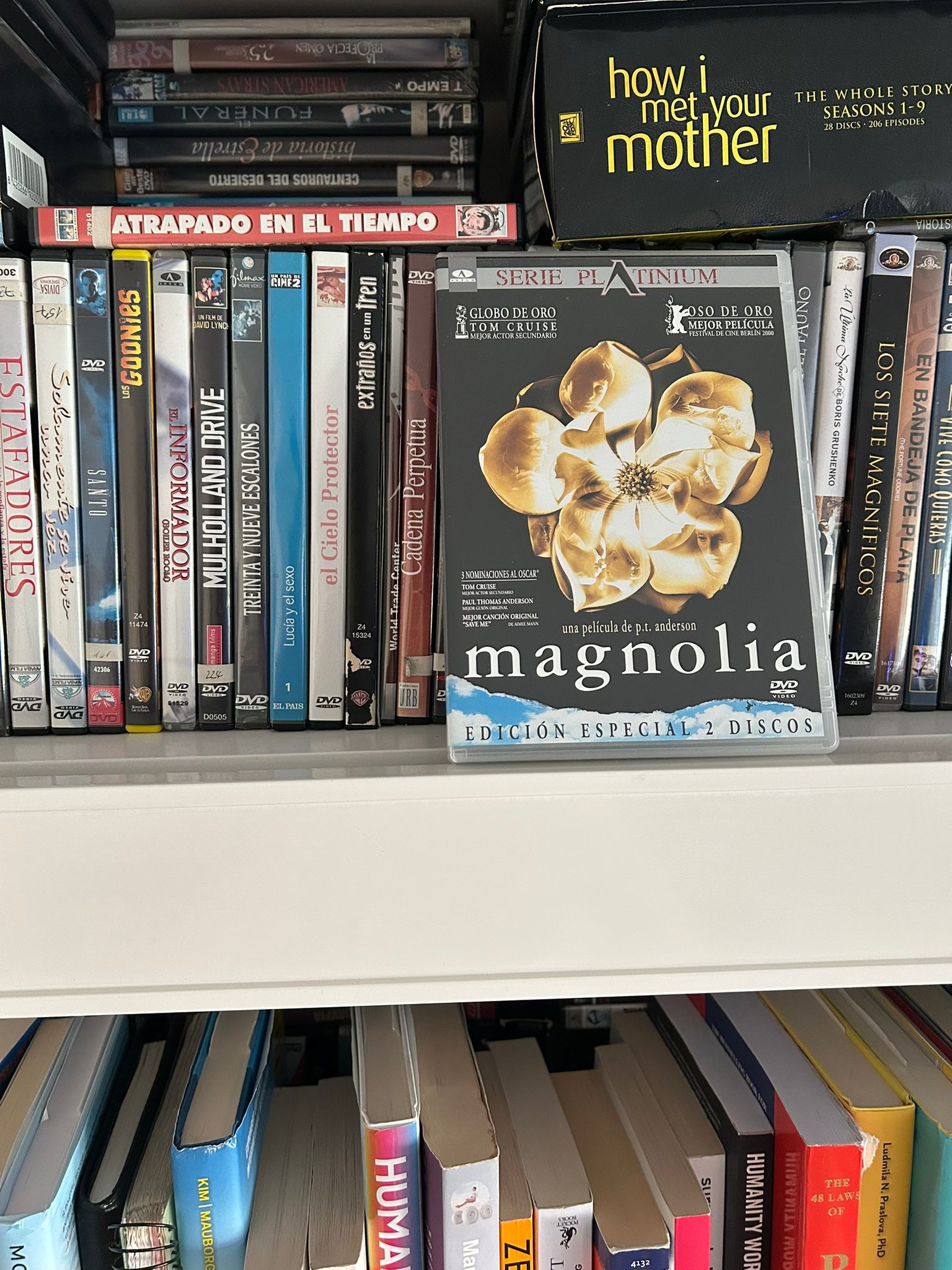 DVD of the film Magnolia by Paul Thomas Anderson among other titles on a film shelf
