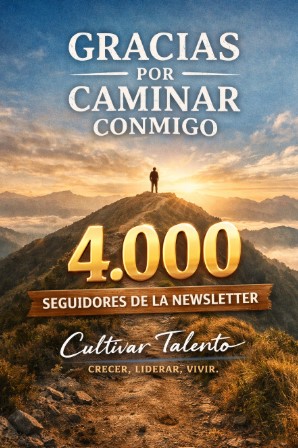 Sign reading Thank you for walking with me, 4,000 subscribers to the Cultivating Talent newsletter, over a mountain