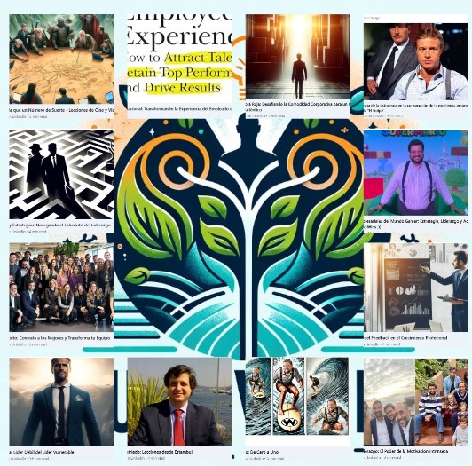 Mosaic of chapters on talent and employee experience around the Cultivating Talent logo