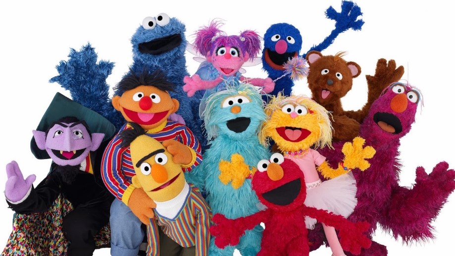 Group of Sesame Street characters, among them Bert, Ernie, Elmo and Count von Count