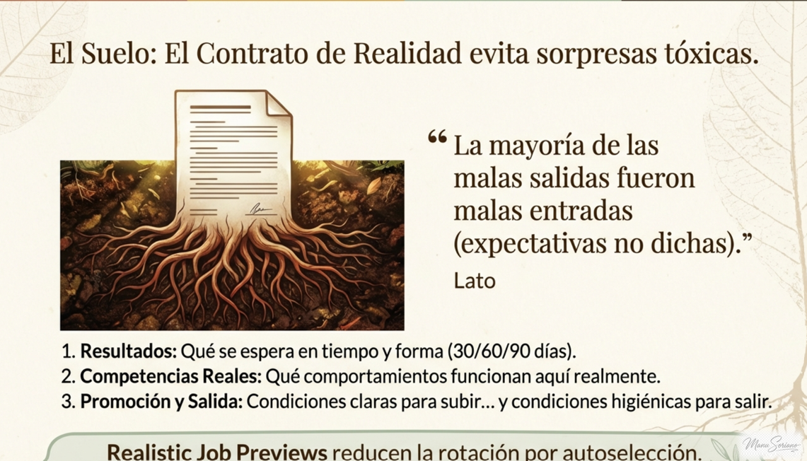 The Soil or Reality Contract: results, real competencies and promotion to avoid toxic exits