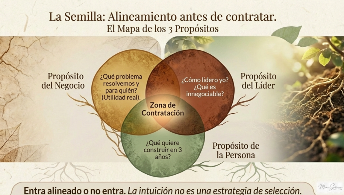 The Seed: map of the 3 Purposes of the business, the leader and the person toward the hiring zone